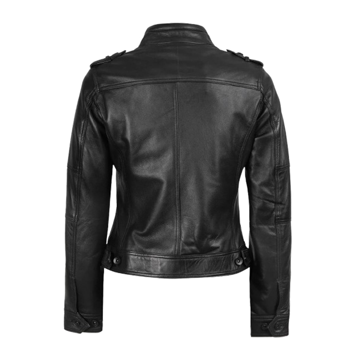 Women’s Black Cafe Racer Real Leather Jacket | Genuine Leather - The Leather Fit