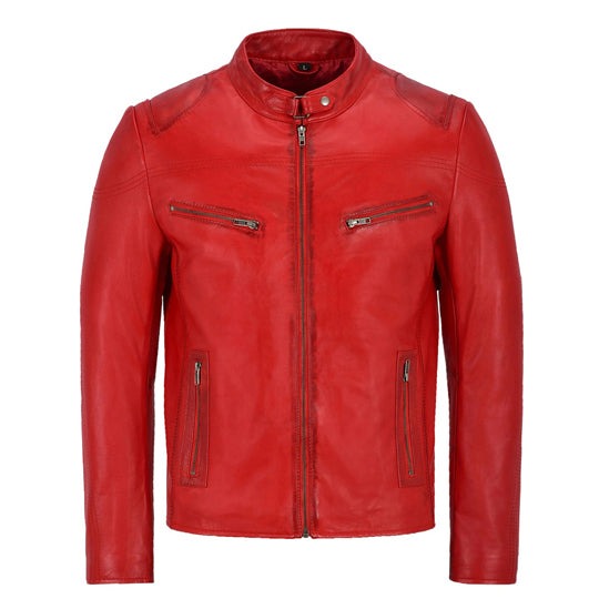 Red Leather Motorcycle Jacket For Men The Leather Fit