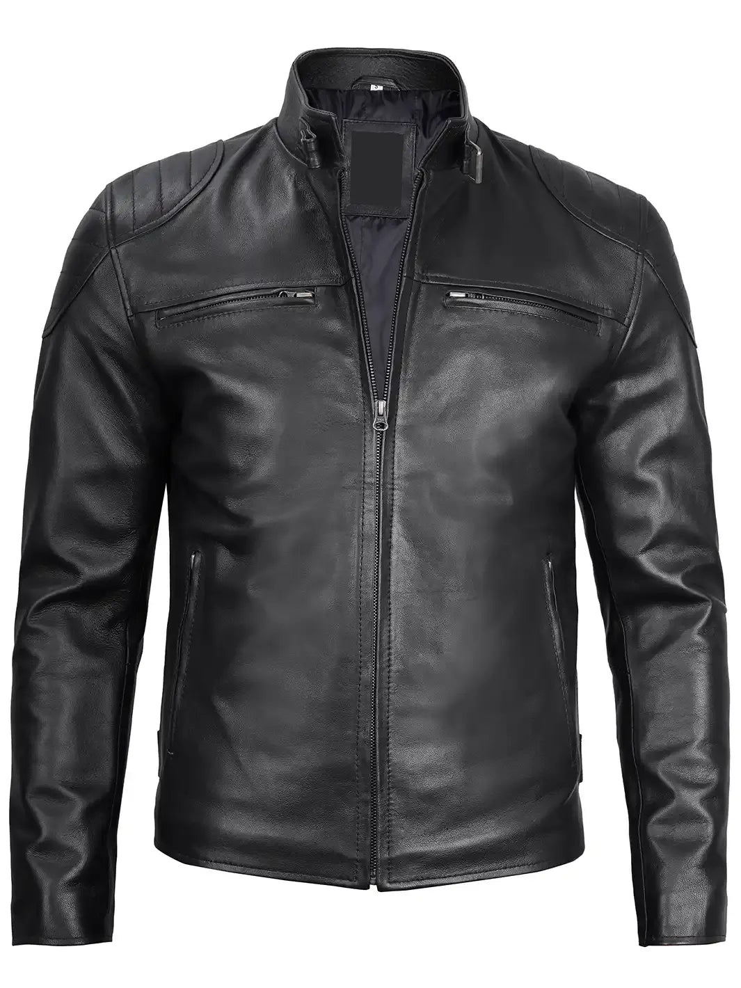 Vermont Men's Black Biker Style Leather Jacket The Leather Fit
