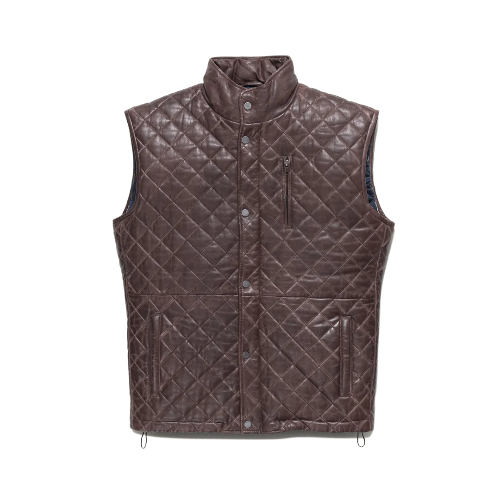 Mens Quilted Brown Leather Vest The Leather Fit