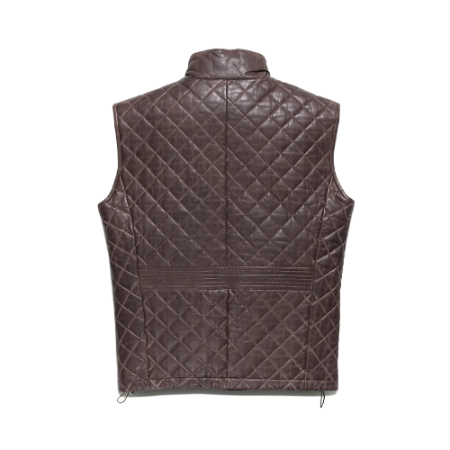 Mens Quilted Brown Leather Vest The Leather Fit