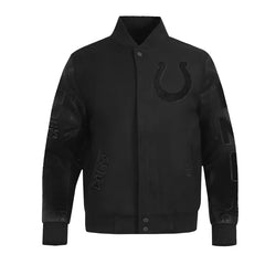 Indianapolis Colts Triple Black Varsity Wool-Leather Jacket The Leather Fit