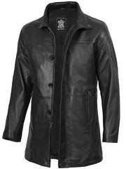 Bristol Men's Black Leather Car Coat The Leather Fit
