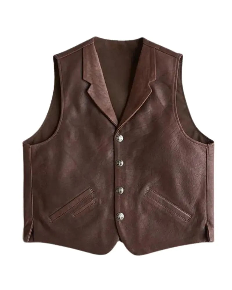 Men’s Western Style Brown Leather Vest The Leather Fit