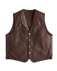 Men’s Western Style Brown Leather Vest The Leather Fit