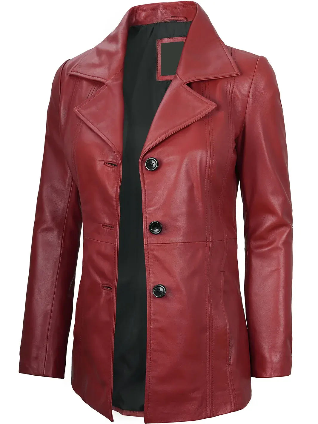 Women's Red Real Leather Blazer Jacket The Leather Fit