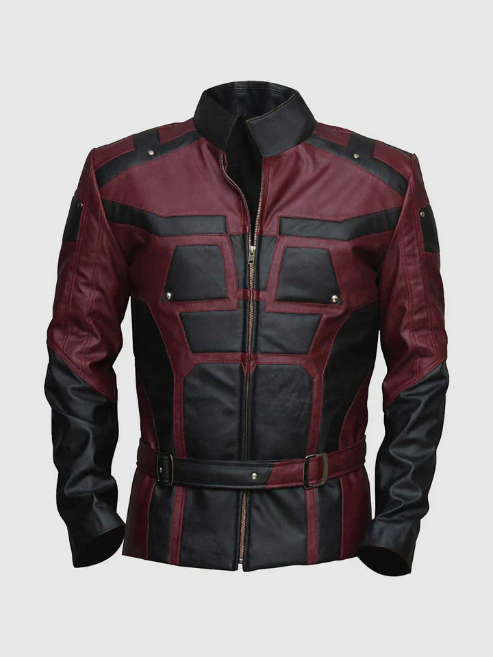 Red & Black Cafe Racer Jacket The Leather Fit