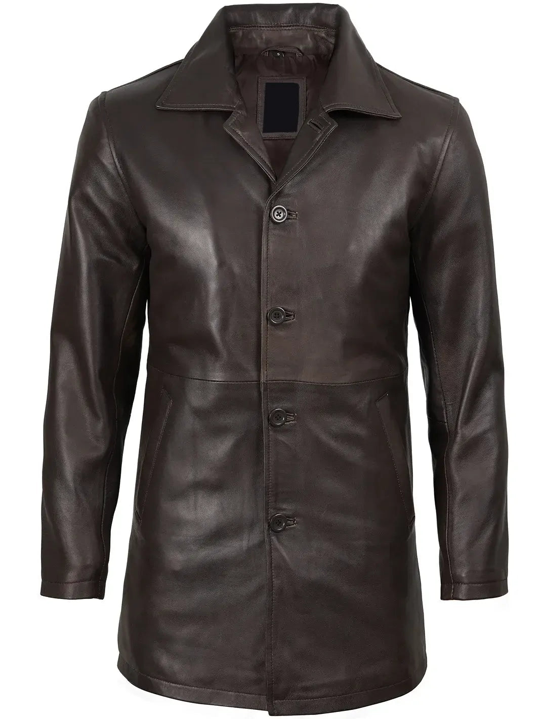 Winchester Men's Distressed Dark Brown Leather Car Coat The Leather Fit