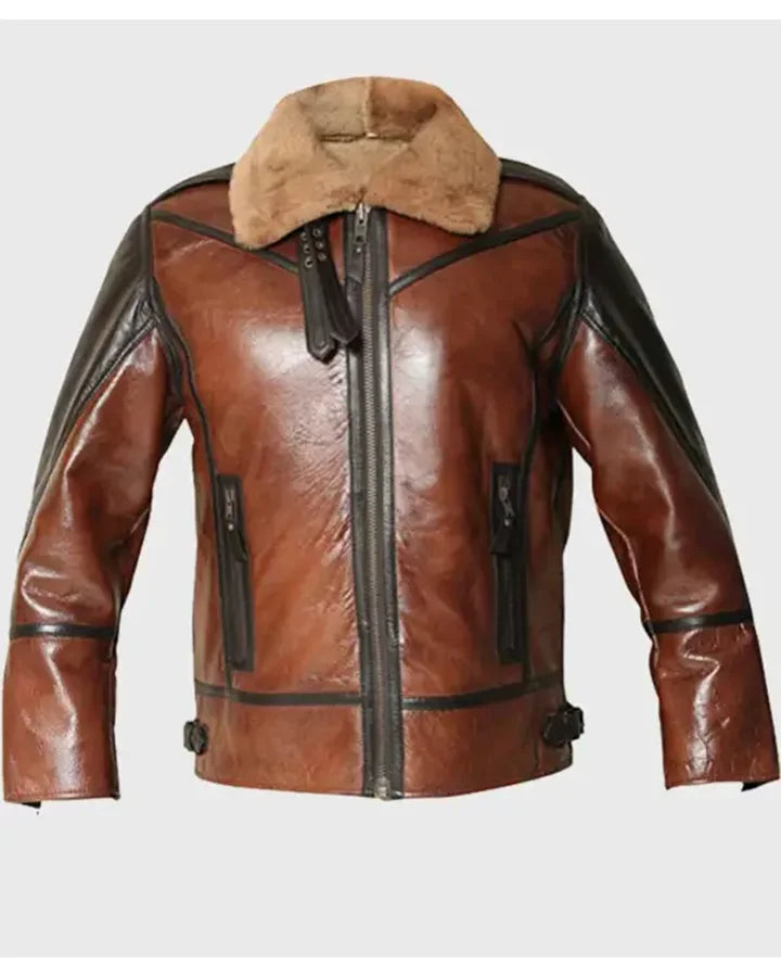 Thompson Distressed Shearling Aviator SF Jacket The Leather Fit
