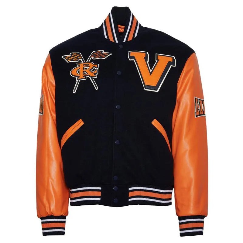 Virginia State University Black and Orange Varsity Jacket The Leather Fit