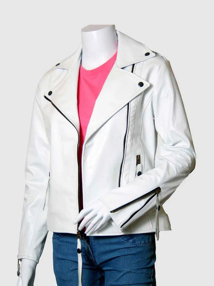White Leather Moto Jacket The Leather Fit