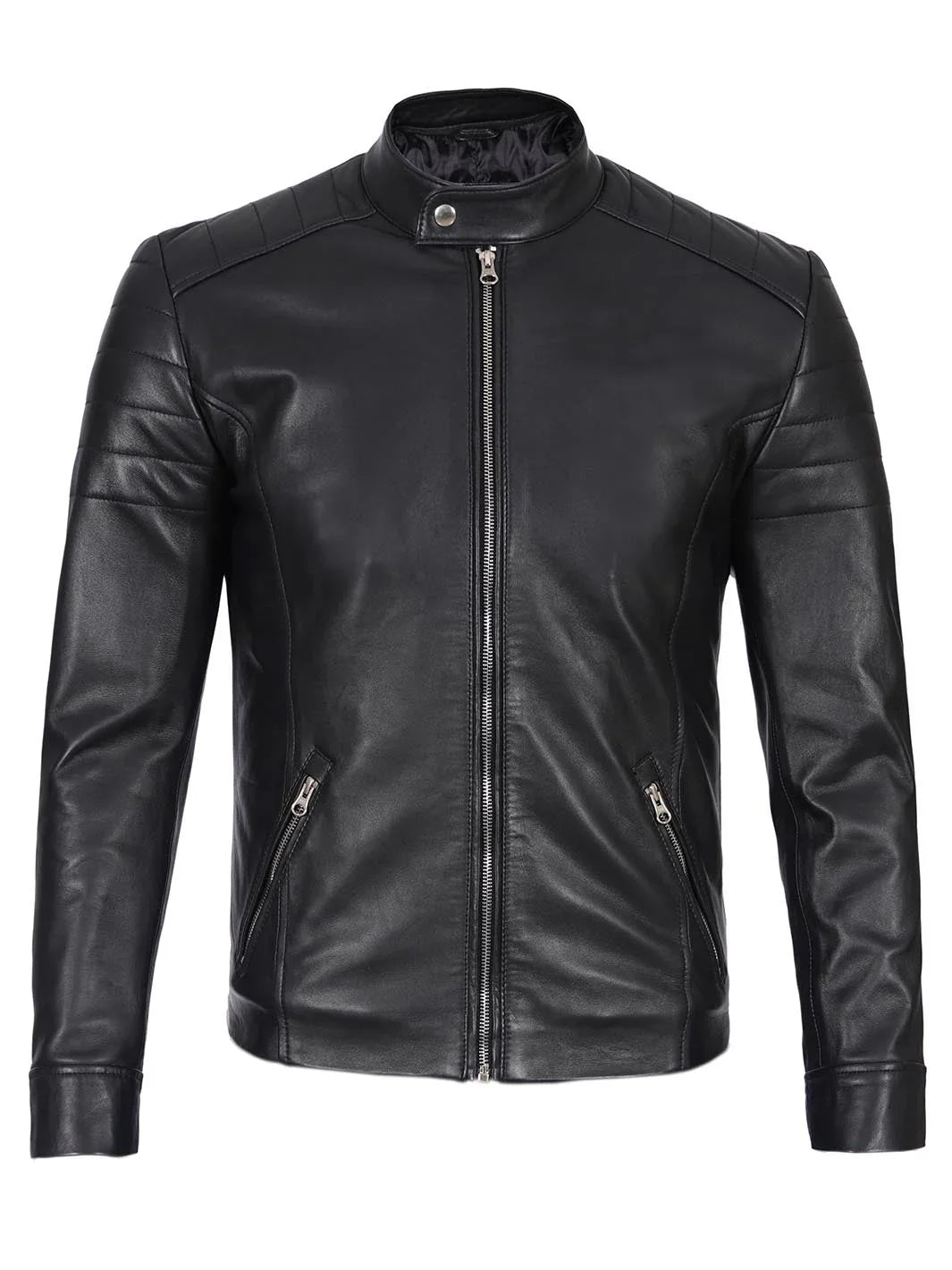 Carrie Men's Black Cafe Racer Leather Jacket The Leather Fit