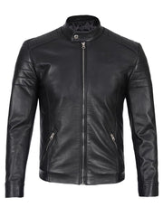 Carrie Men's Black Cafe Racer Leather Jacket The Leather Fit