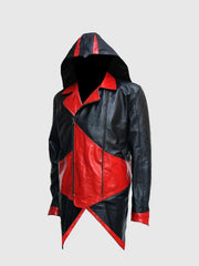 Black & Red Hood Leather Jacket The Leather Fit