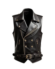 Men’s Premium Black Leather Vest The Leather Fit