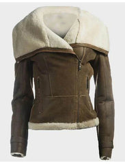 Dana Soft Shearling Sheepskin Leather Brown Jacket The Leather Fit