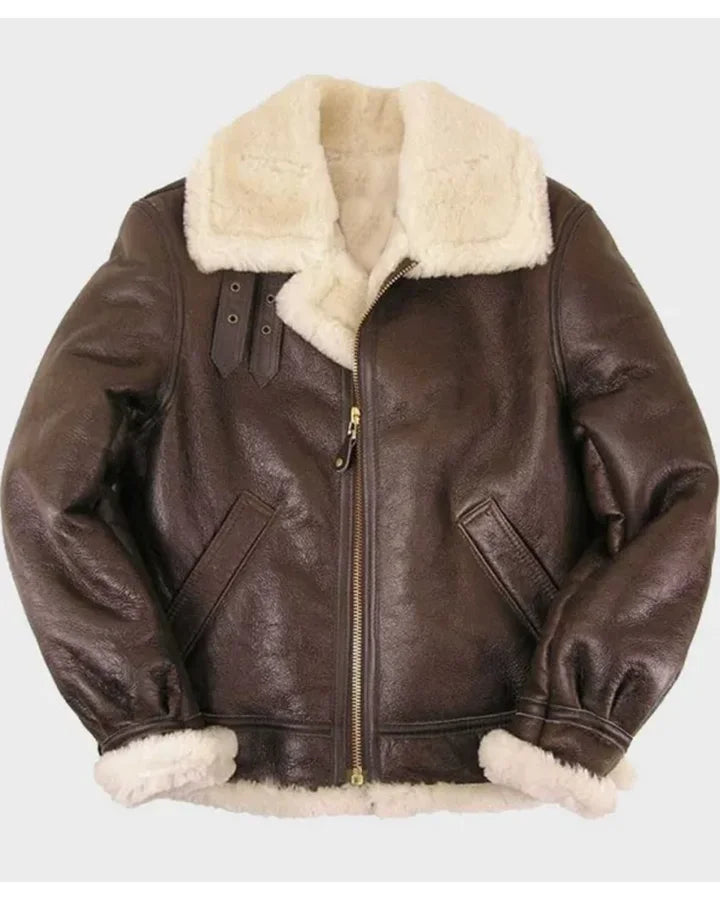 Thomas SF Shearling Sheepskin Brown Leather Jacket The Leather Fit
