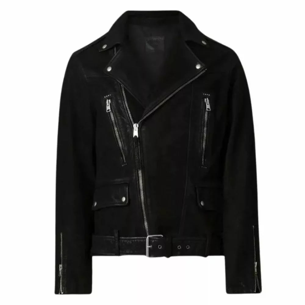 Mens Black Leather Suede Biker Jacket The Leather Fit