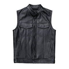 Men’s Gilet Black Leather Vest The Leather Fit