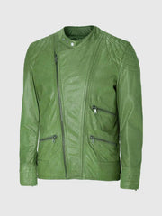Green Leather Moto Jacket The Leather Fit