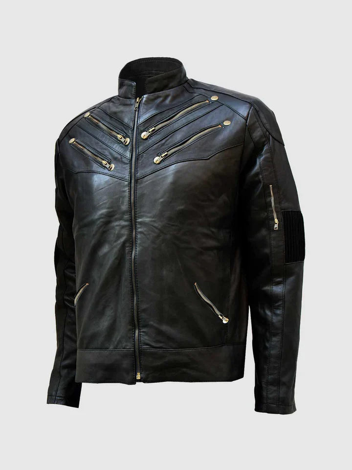 Gold Zipper Leather Jacket The Leather Fit