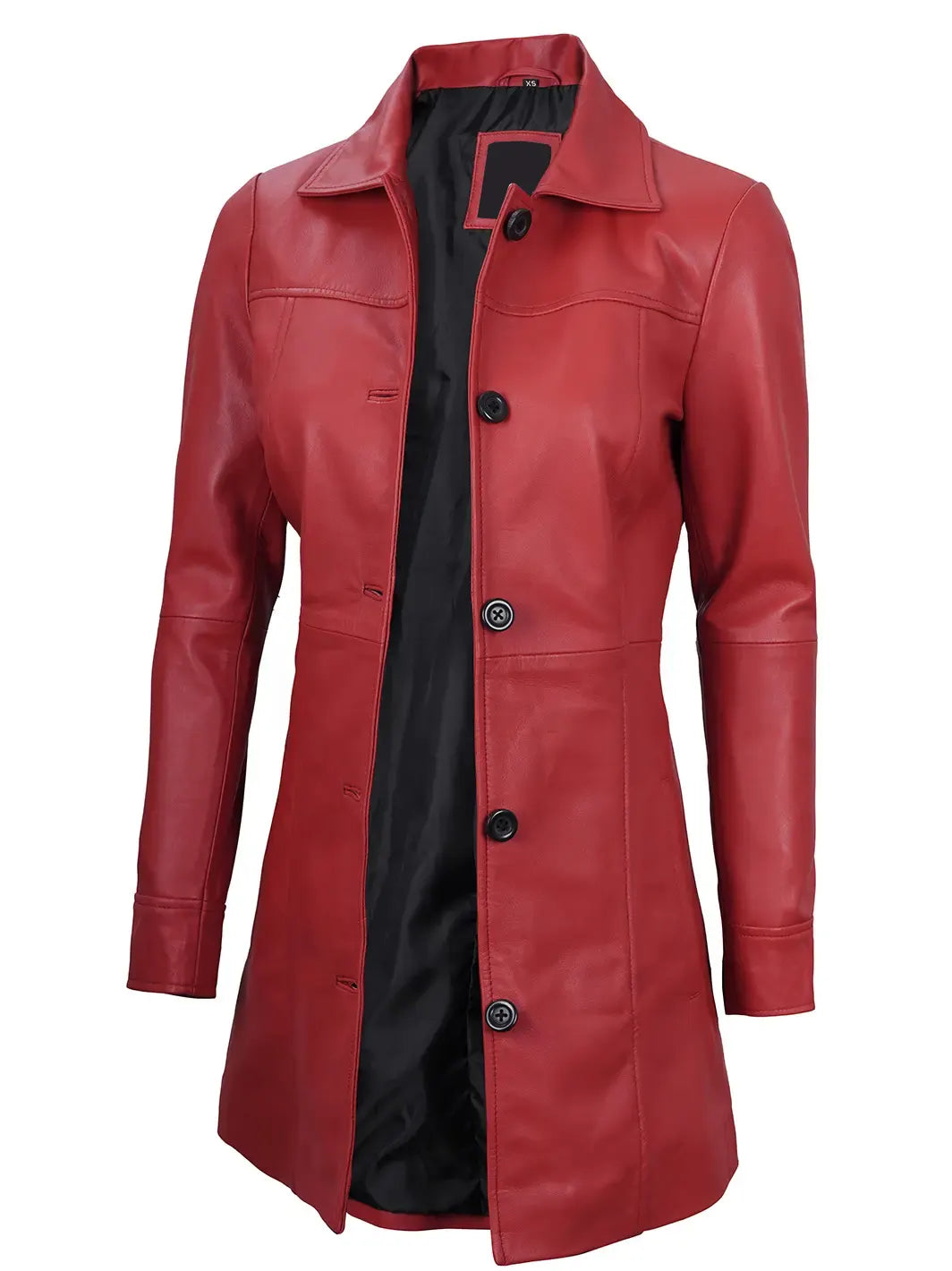 Kandis Women Red Real Leather Car Coat The Leather Fit