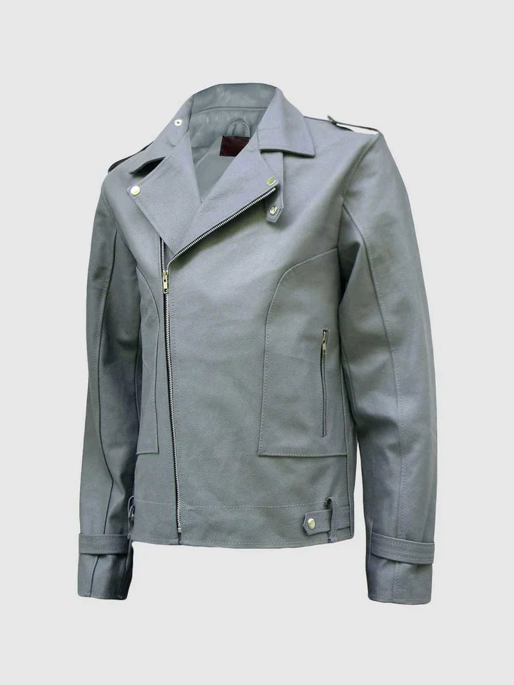 Classic Grey Leather Jacket The Leather Fit