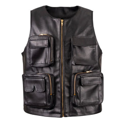 Mens Black Leather Hunting Vest The Leather Fit