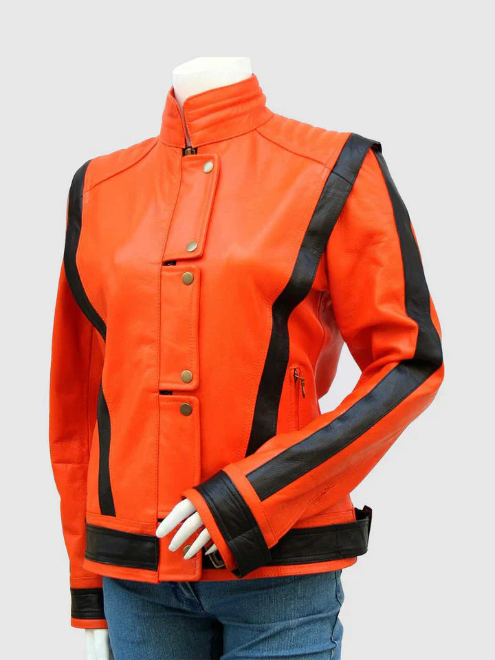 Orange Leather Biker Jacket The Leather Fit