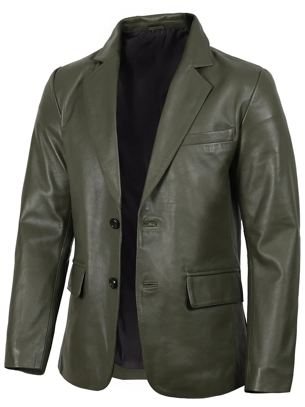 Men's Dark Green Real Leather Blazer The Leather Fit