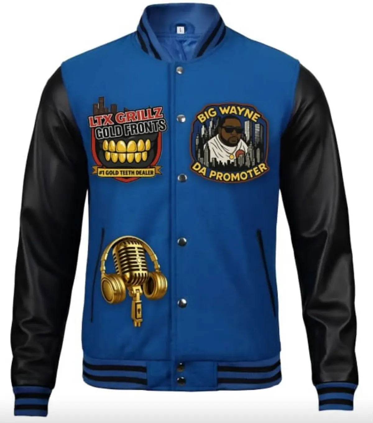 Big Wayne Grillz Gold Fronts varsity Jacket The Leather Fit