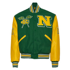 Norfolk State University Green and Gold Varsity Jacket The Leather Fit