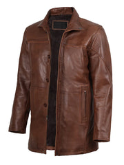 Bristol Men's Vintage Cognac Brown Leather Car Coat The Leather Fit