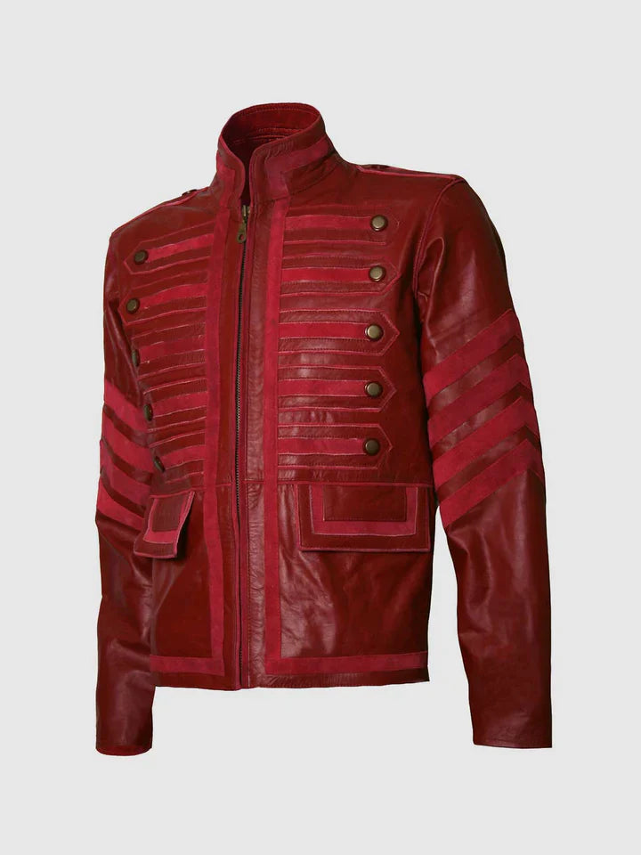 Military Style Maroon Jacket The Leather Fit