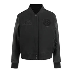 Denver Nuggets Triple Black Varsity Wool-Leather Jacket The Leather Fit