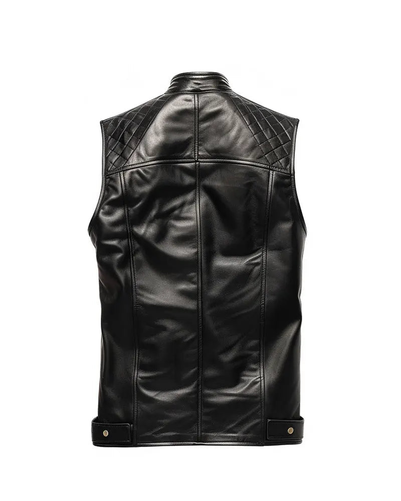 Men Black Quilted Style Leather Vest The Leather Fit