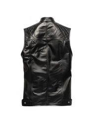 Men Black Quilted Style Leather Vest The Leather Fit