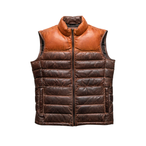 Men’s Bridger Leather Down Puffer Vest The Leather Fit