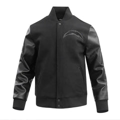 LA Chargers Triple Black Varsity Wool-Leather Jacket The Leather Fit