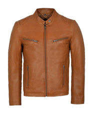 Distressed Tan Leather Motorcycle Jacket For Men The Leather Fit