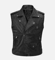 Men’s Road Sovereign Black Leather Vest The Leather Fit