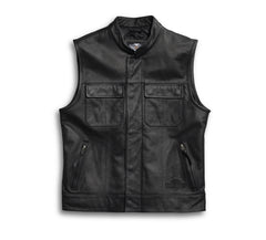 Men’s Foster Black Leather Vest The Leather Fit