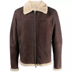Mens Brown Suede Jacket With Sherpa Collar The Leather Fit