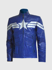 Blue Jacket With Gray Star The Leather Fit
