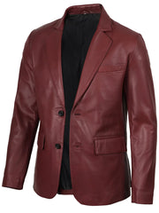 Men's Burgundy Real Leather Blazer The Leather Fit