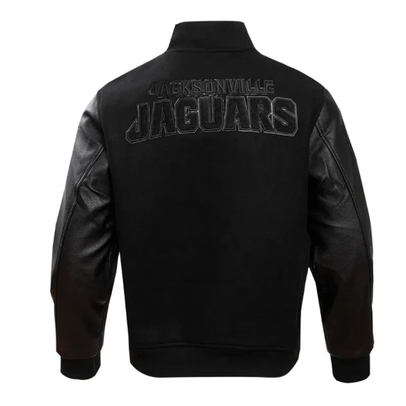 Jacksonville Jaguars Triple Black Varsity Wool-Leather Jacket The Leather Fit