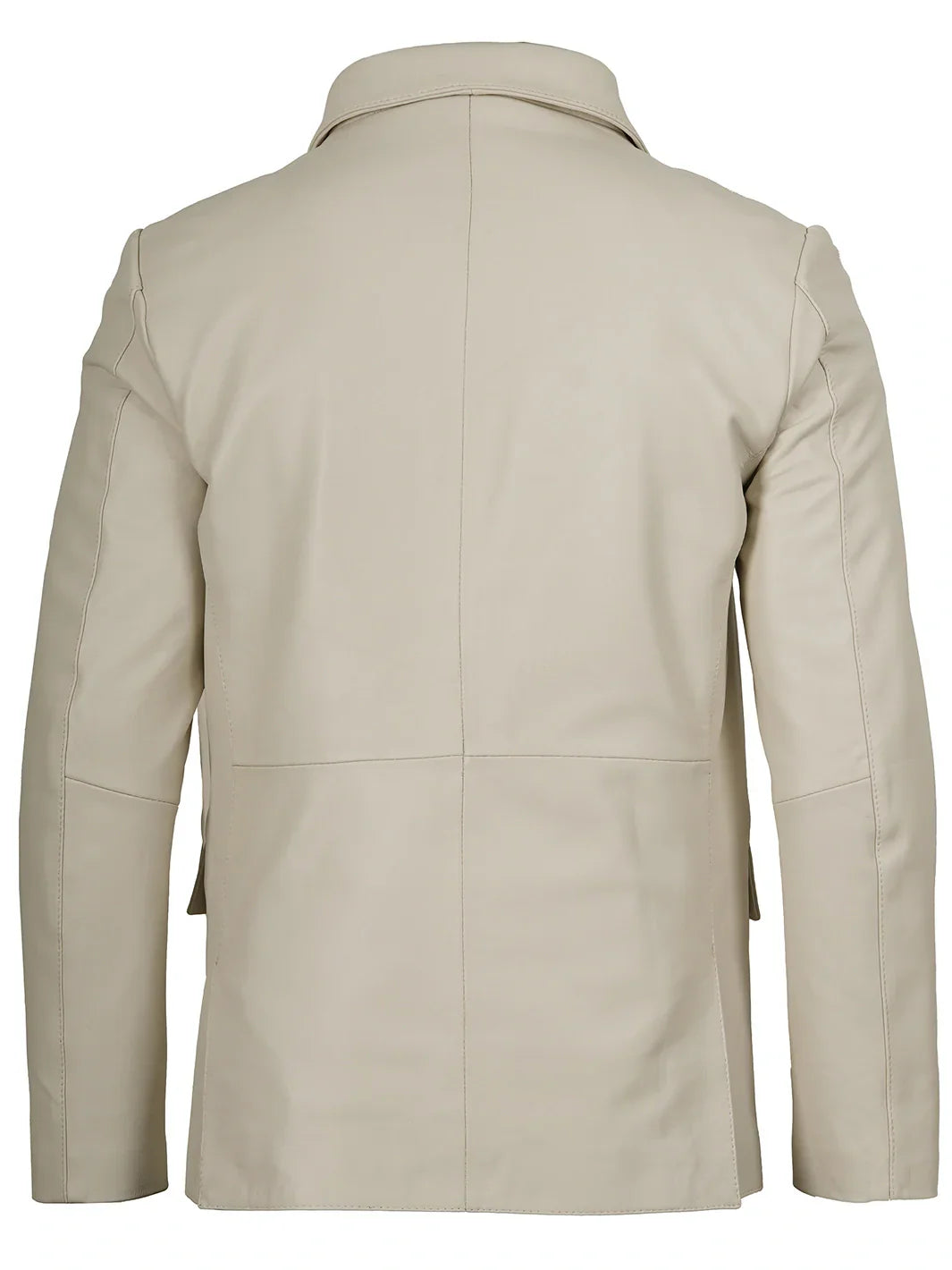 Mens Two Buttons Off White Leather Blazer The Leather Fit
