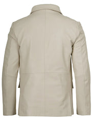 Mens Two Buttons Off White Leather Blazer The Leather Fit