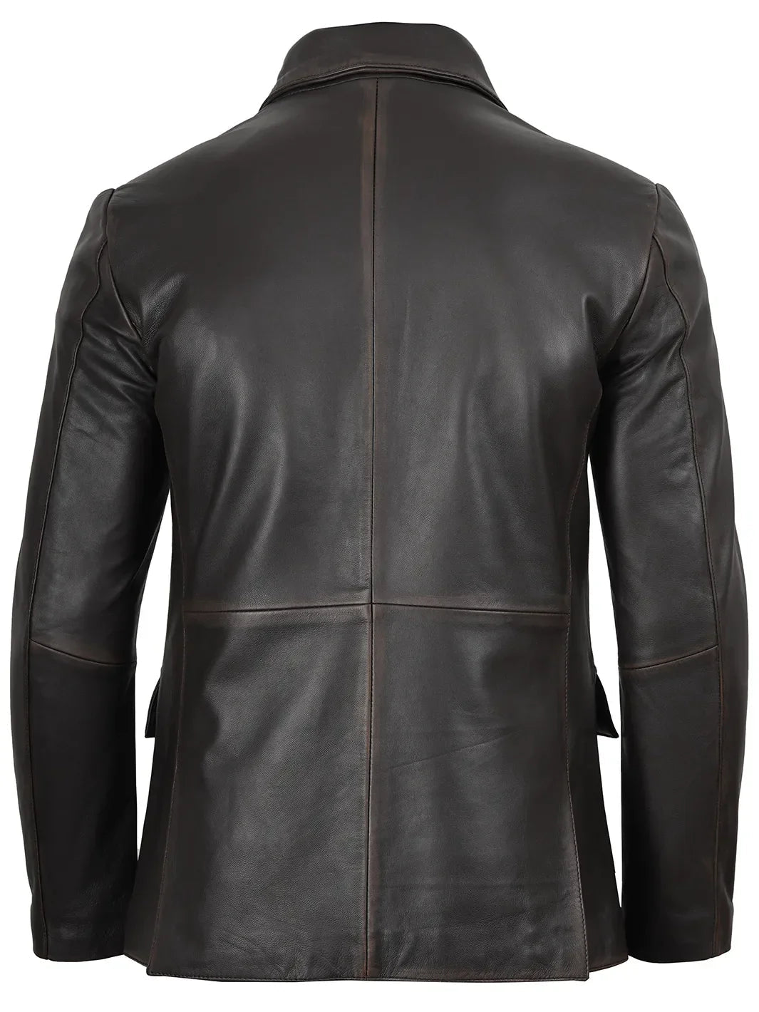 Mens Dark Brown Rub Off Leather Blazer The Leather Fit