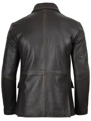 Mens Dark Brown Rub Off Leather Blazer The Leather Fit